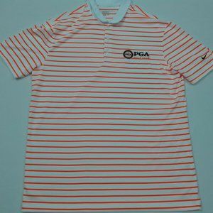 Nike Golf Standard Fit Orange Striped Short Sleeve